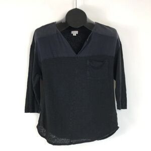 Anthropologie Postmark Linen Silk Pocket Tee Women's Size Small Black 9-H15 STCL